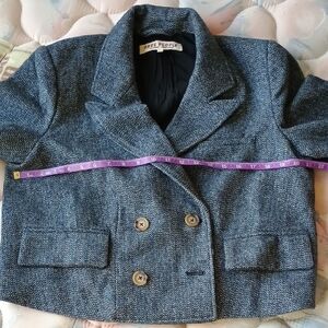 Free People Blue Tweed Blazer